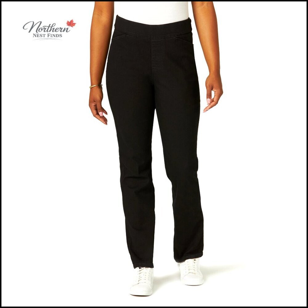 Stretch Denim Pull On Pants with Elastic Waist